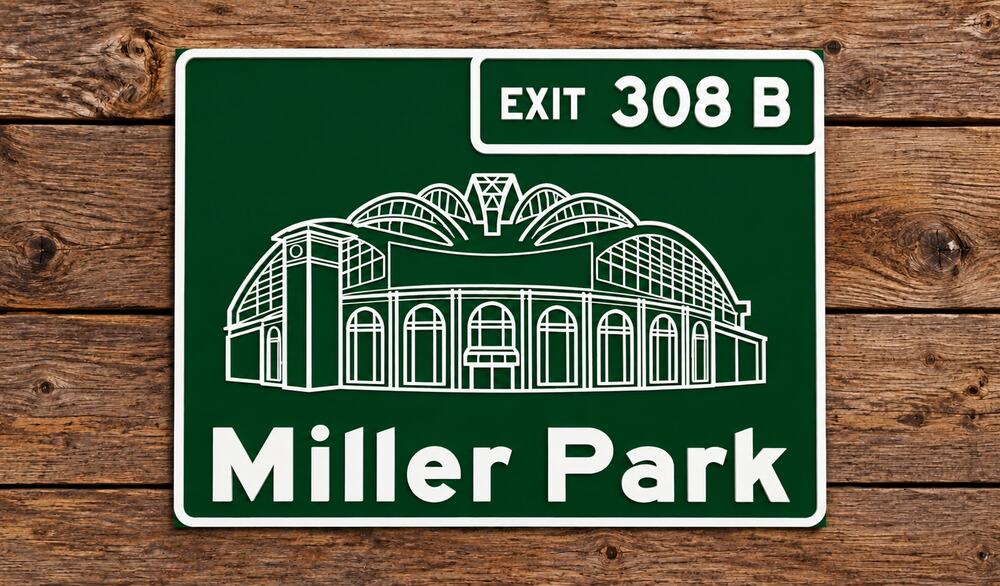 Miller Park Road Sign Exit 308B Milwaukee Wisconsin Baseball Brewers Stadium